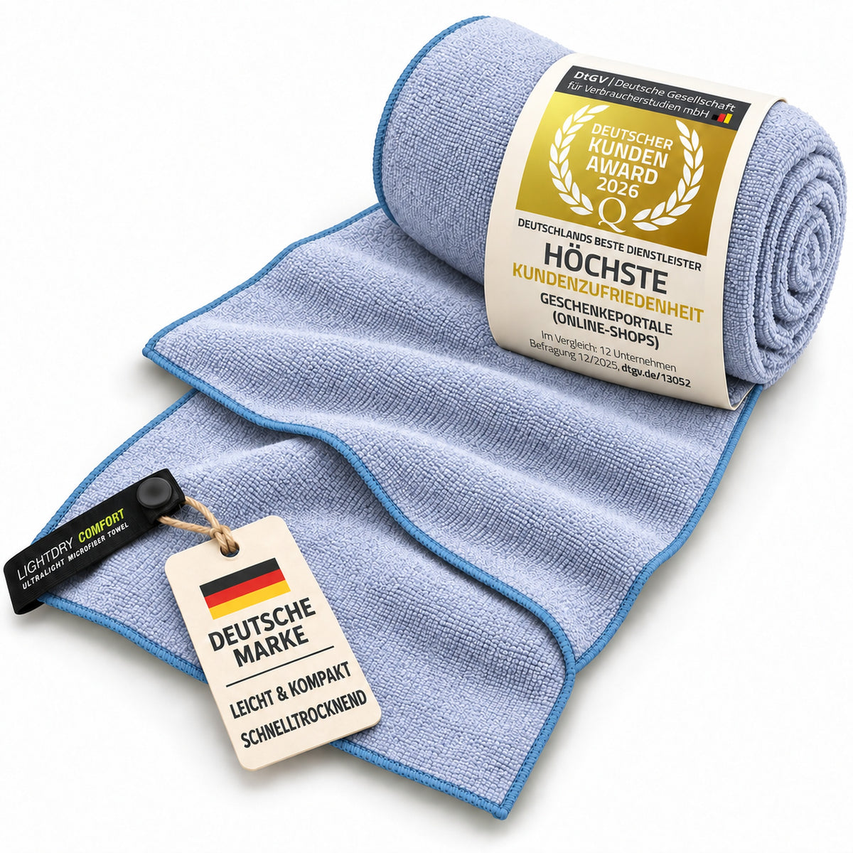Reisehandtuch hellgrau-blau – aktueller Hero Shot