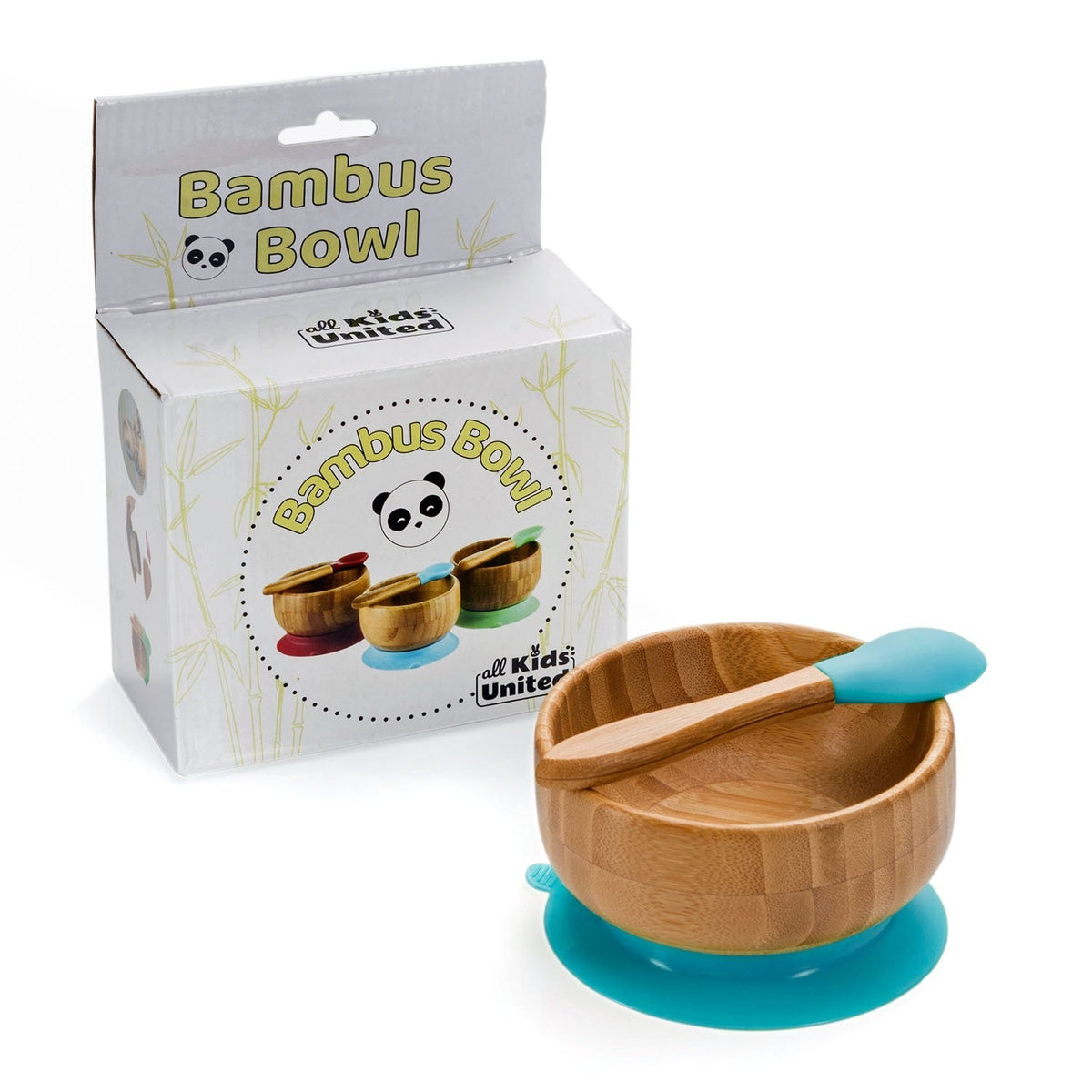 Bambus-Babyschüssel Blau – Schüssel, blauer Saugnapf und blauer Löffel mit Originalverpackung #Farbe_Blau