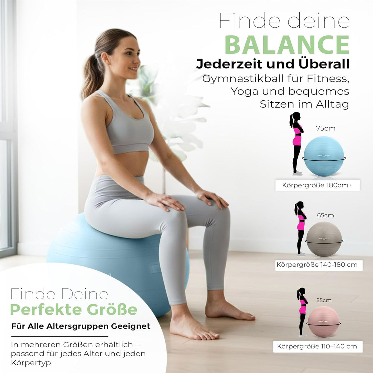 Gymnastikball Größenübersicht mehrerer Farben #ausschluss