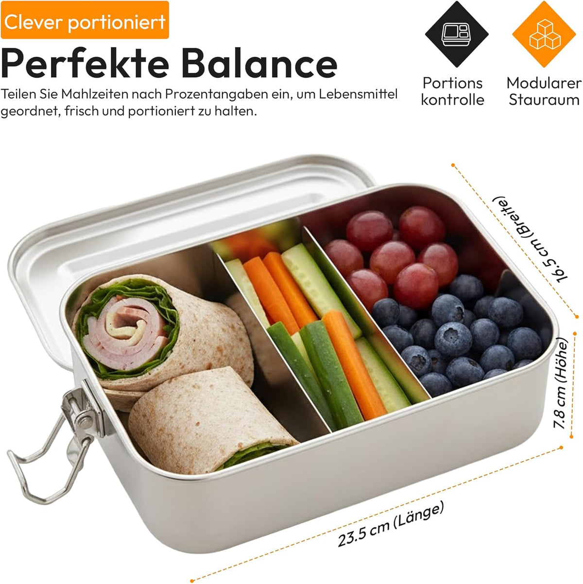 Edelstahl Lunchbox mit Baumwollbeutel – Auslaufsichere Bento-Box