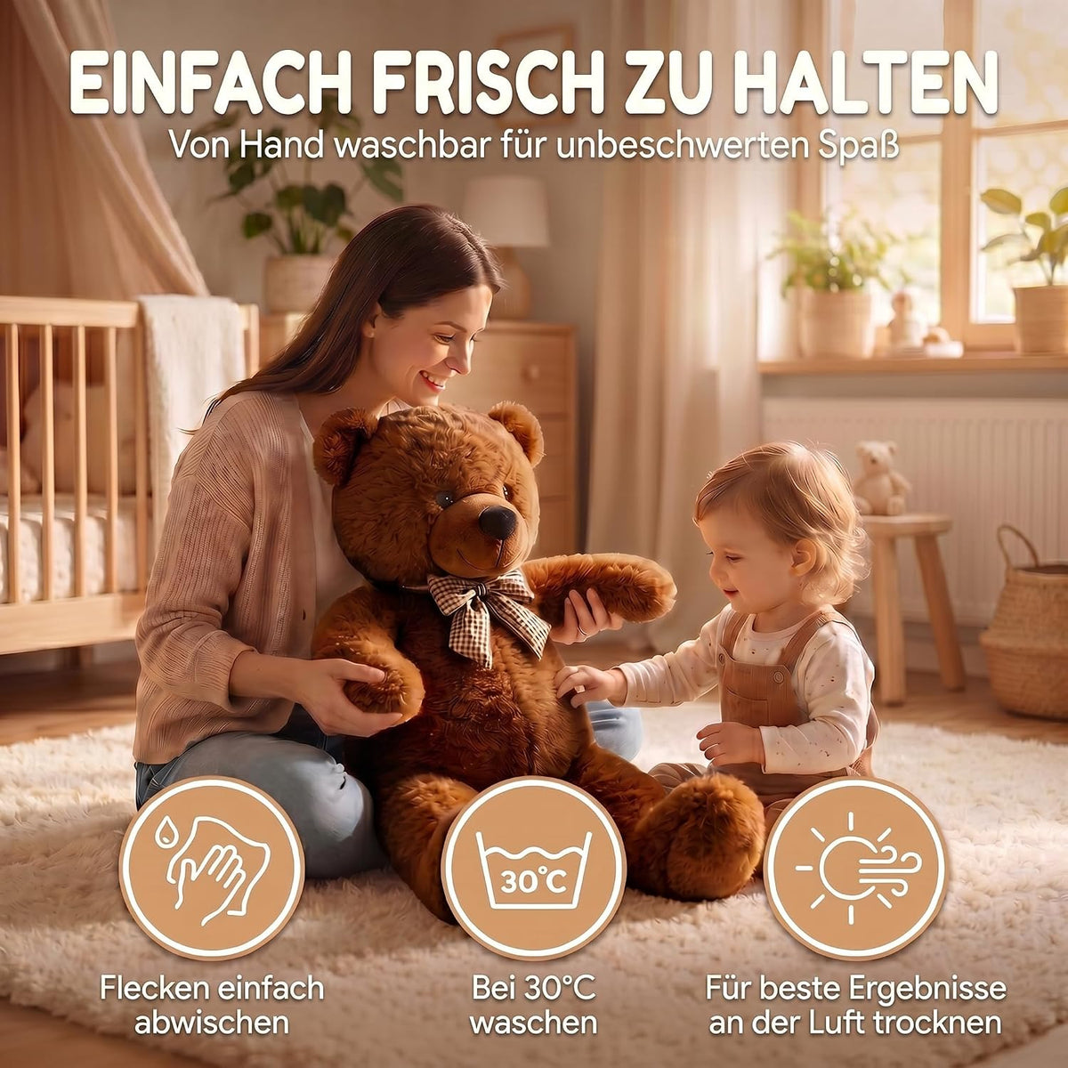 Riesen Teddybär 120 cm XXL – Kuscheliger Plüschbär Hellbraun #Farbe_Dunkelbraun