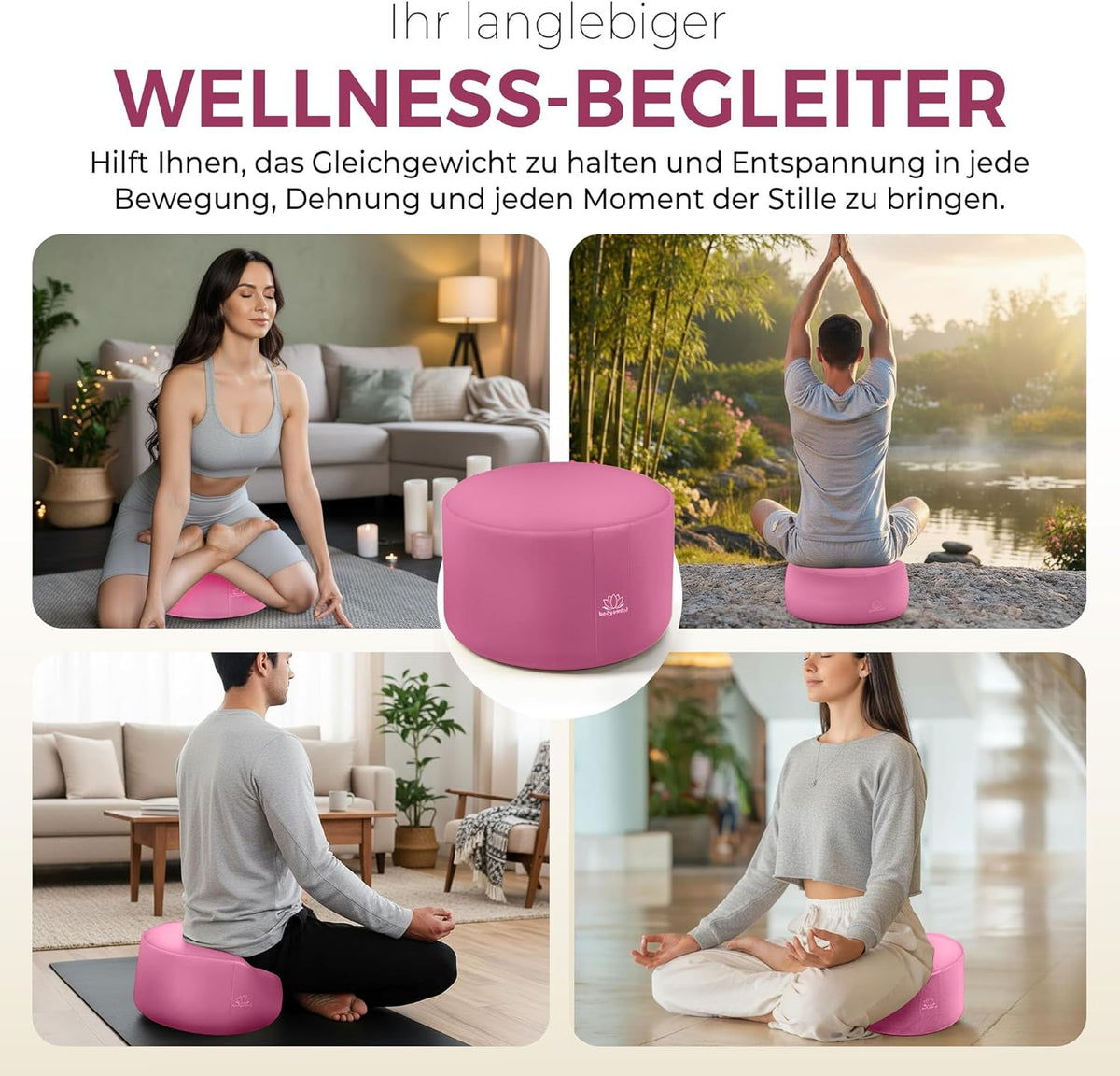 Yoga Meditationskissen - Ergonomisches Bodenkissen zur Entspannung #Farbe_Rosa