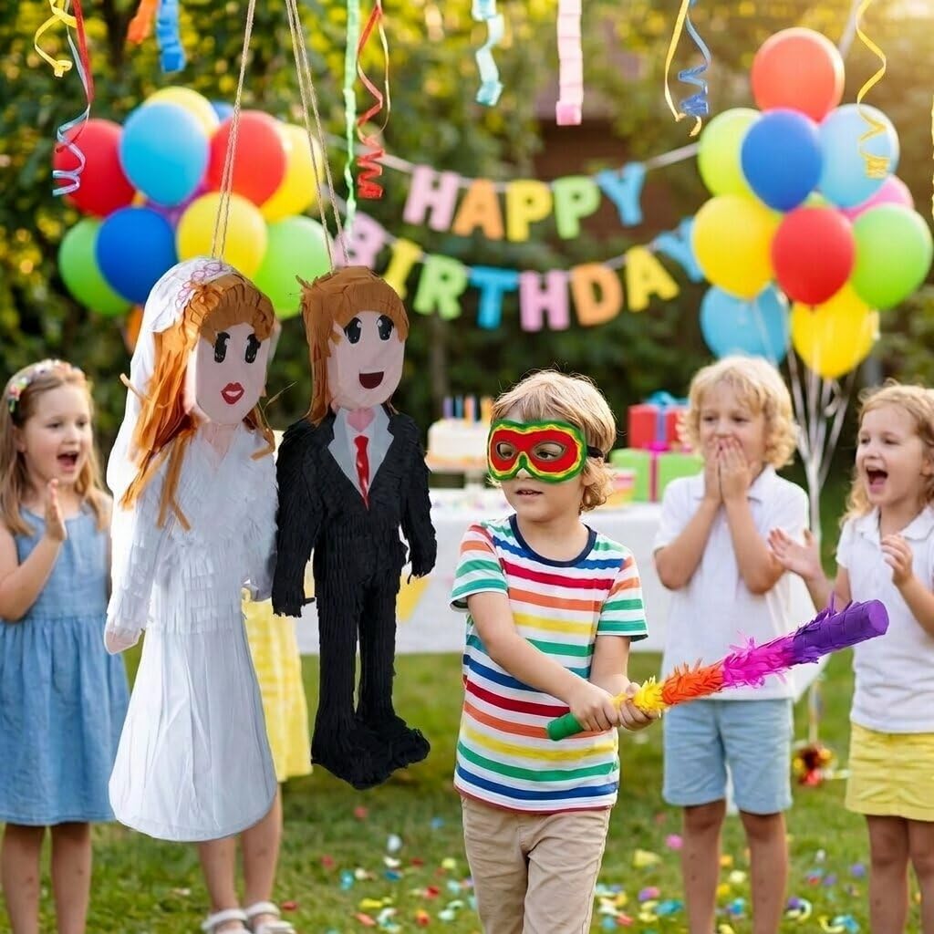 Piñata Brautpaar – Robuste Hochzeits-Dekoration mit großer Öffnung