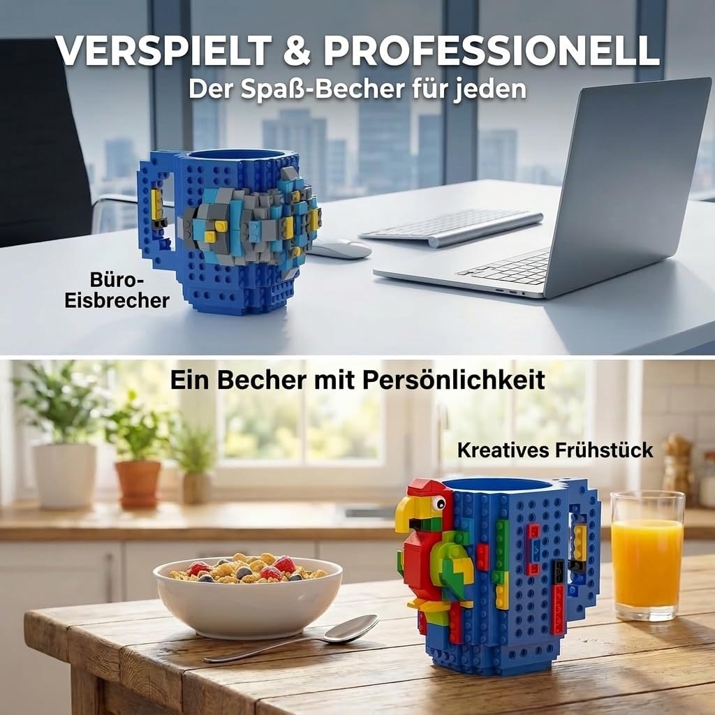 Brick Mug - Bausteine-Kaffeetasse 350ml - Kompatibler DIY Becher #Farbe_Blau