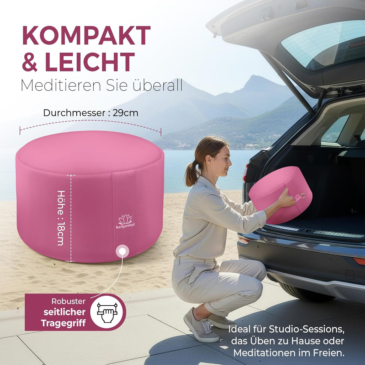 Yoga Meditationskissen - Ergonomisches Bodenkissen zur Entspannung #Farbe_Rosa