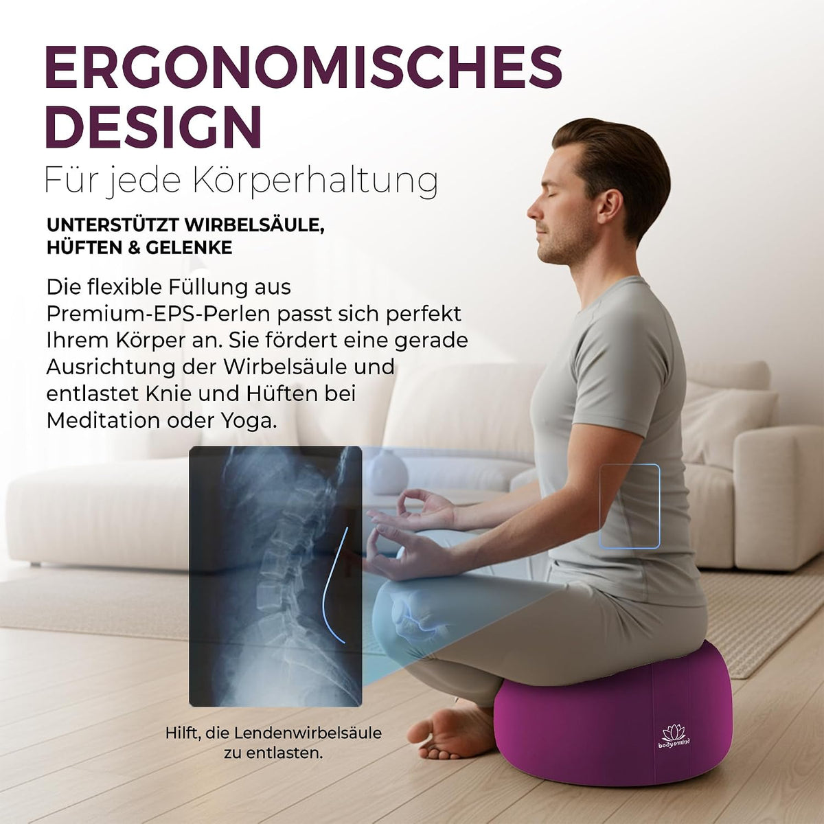 Yoga Meditationskissen - Ergonomisches Bodenkissen zur Entspannung #Farbe_Violett