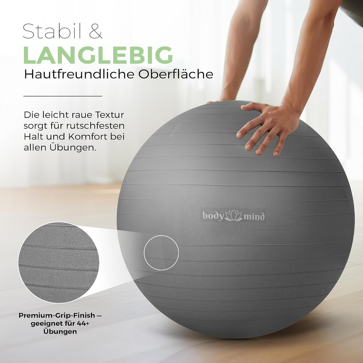 Body & Mind Gymnastikball Grau Detailbild #Farbe_Grau