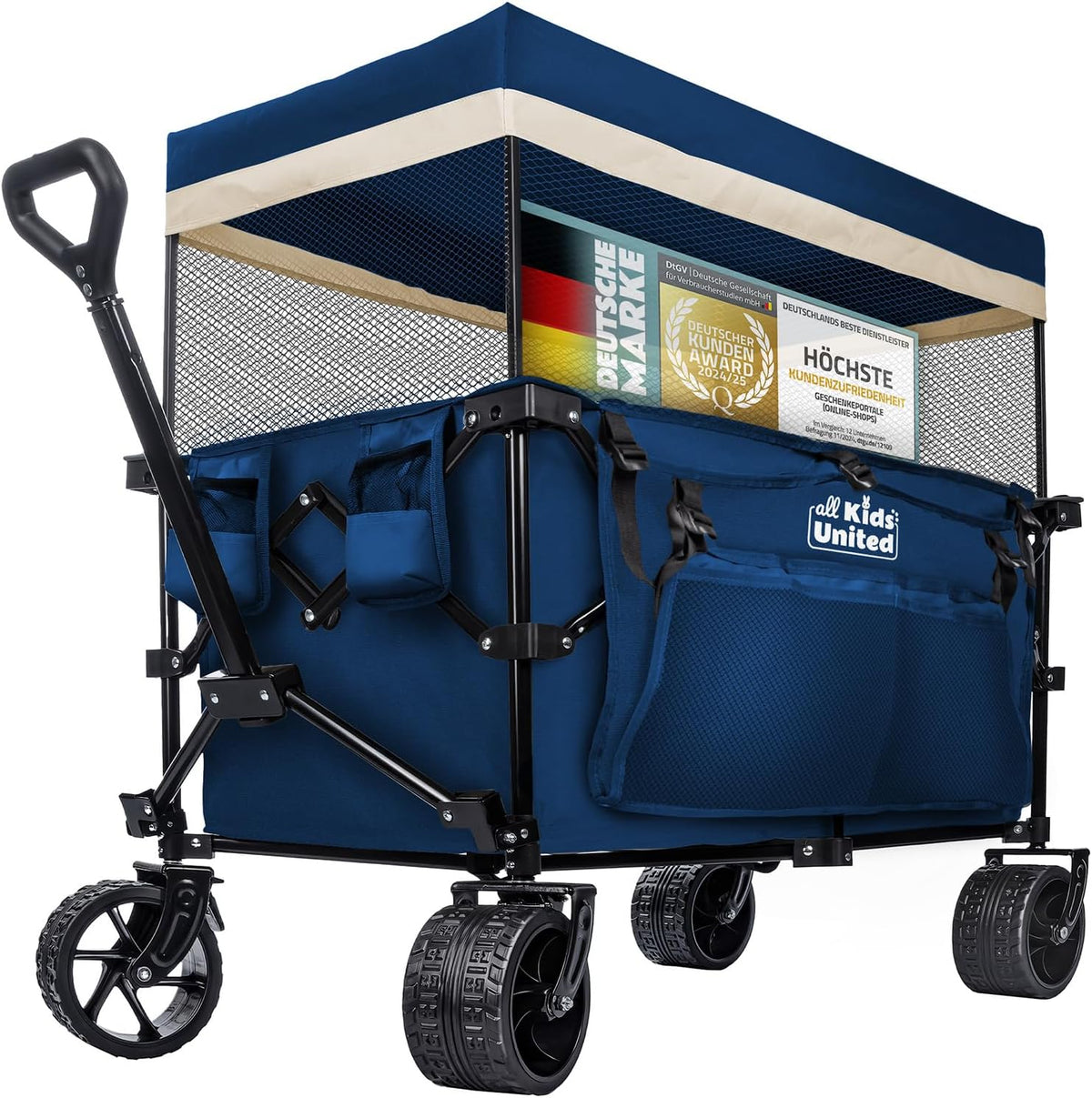 Faltbarer Bollerwagen - Strand-Buggy mit XXL Rädern & Bremse #Farbe_Blau