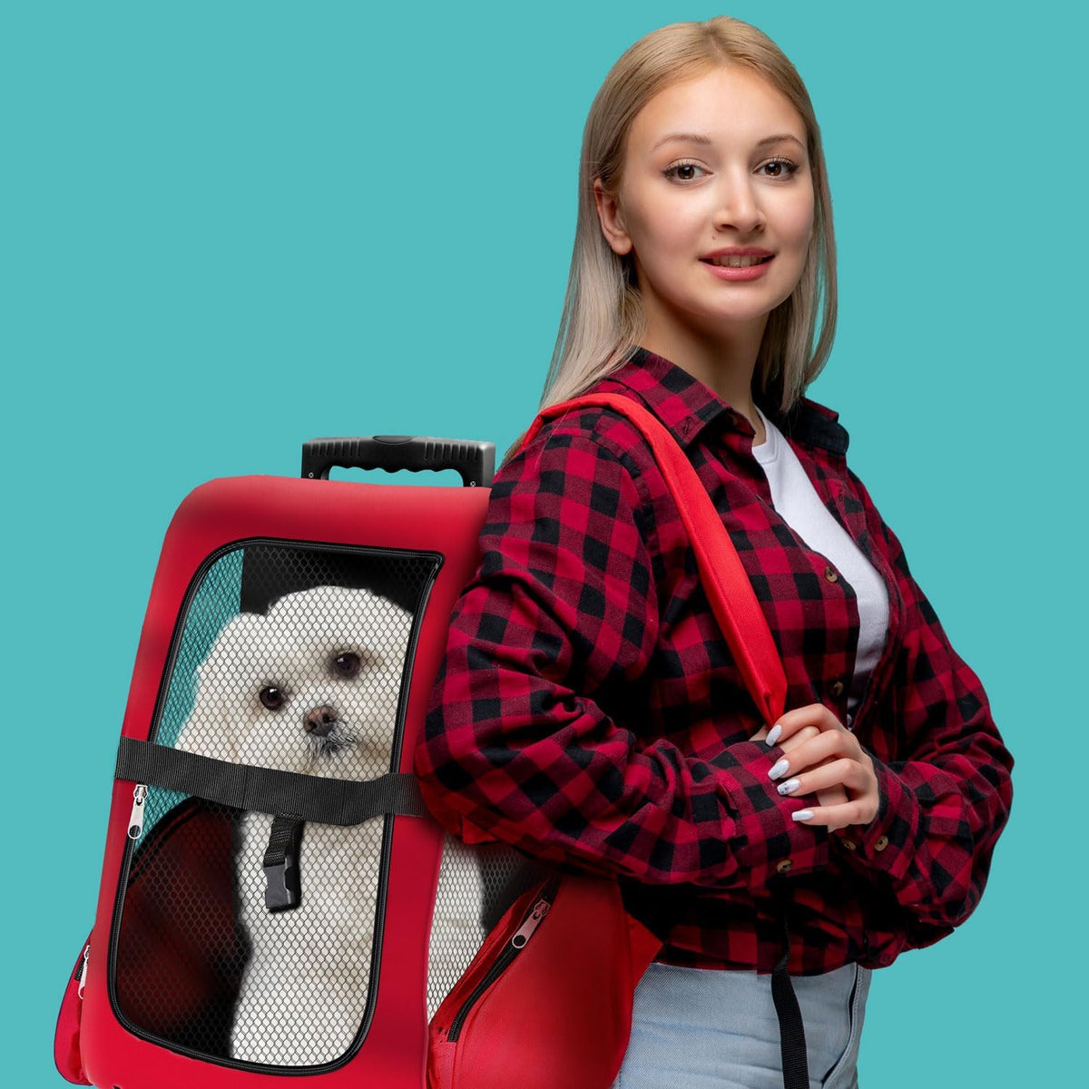 Hunde-Trolley & Haustier-Rucksack – Rot #Farbe_Rot