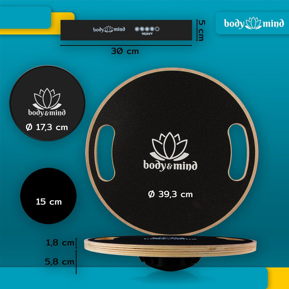 Balance-Board Deluxe – Stabiles Wackelbrett für Core & Fitness #Variante_Deluxe Set
