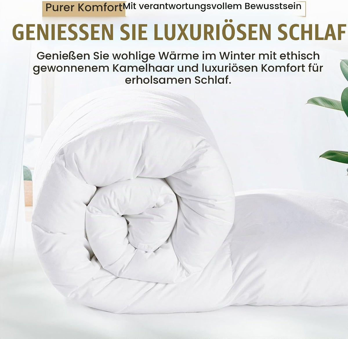 Hochwertige Kamelhaar-Ganzjahresdecke – Temperaturregulierend & weich