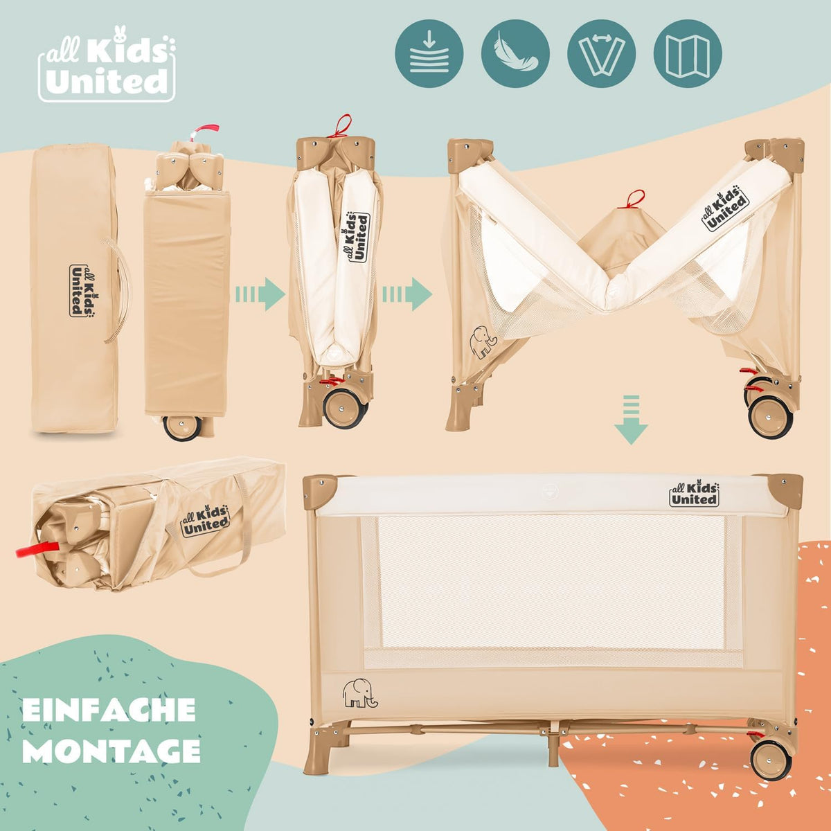 Baby-Reisebett Beige #Farbe_Beige