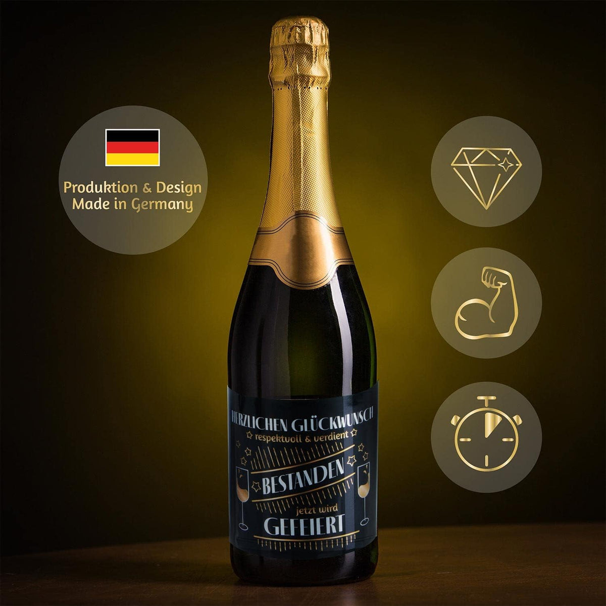 3x Flaschenetikett Verdient Bestanden – Geschenk für Prüfungen #Thema_Sternchen