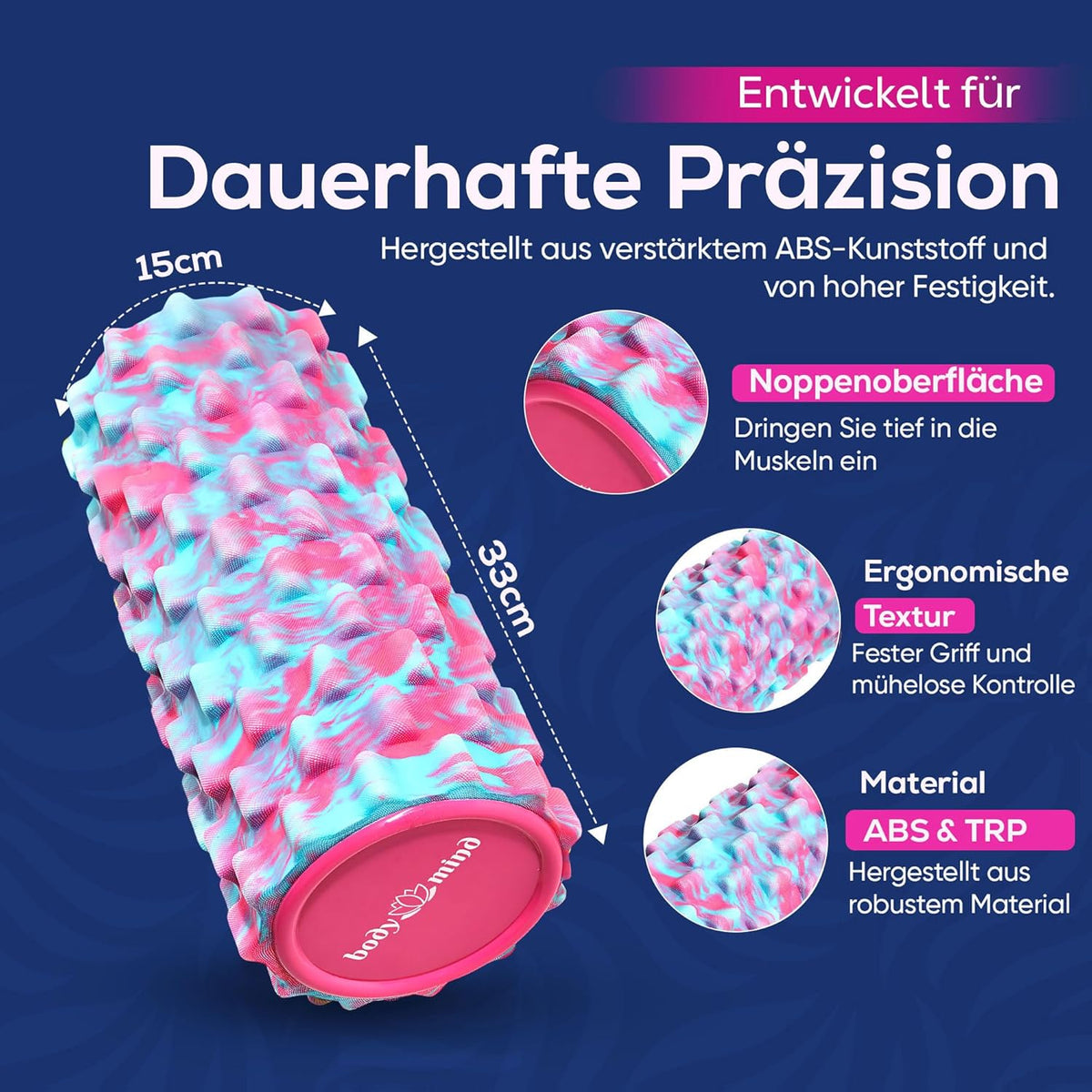 Body & Mind Faszienrolle – Massage-Rolle für Faszientraining #Farbe_Pink-Blau