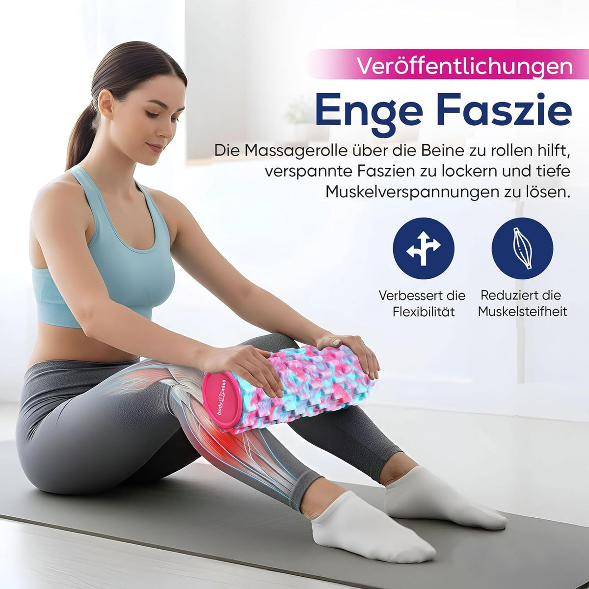 Body & Mind Faszienrolle – Massage-Rolle für Faszientraining #Farbe_Pink-Blau
