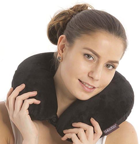 Smoothy Nackenkissen mit EPS-Perlen - Ergonomisches Reisekissen #Farbe_Schwarz