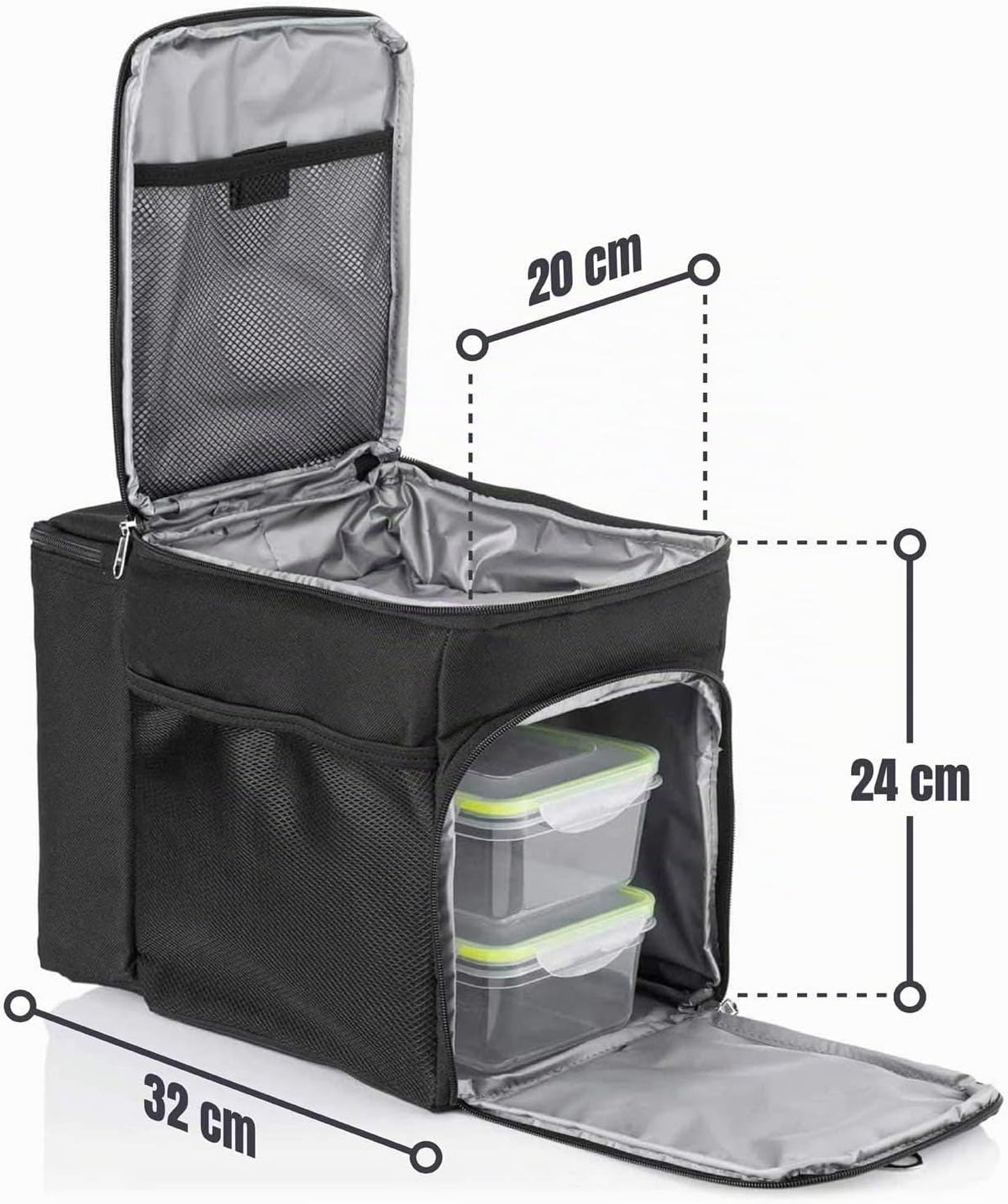 Dimono Kühltasche 15L Set inkl. 3 Frischhaltedosen #Farbe_Schwarz
