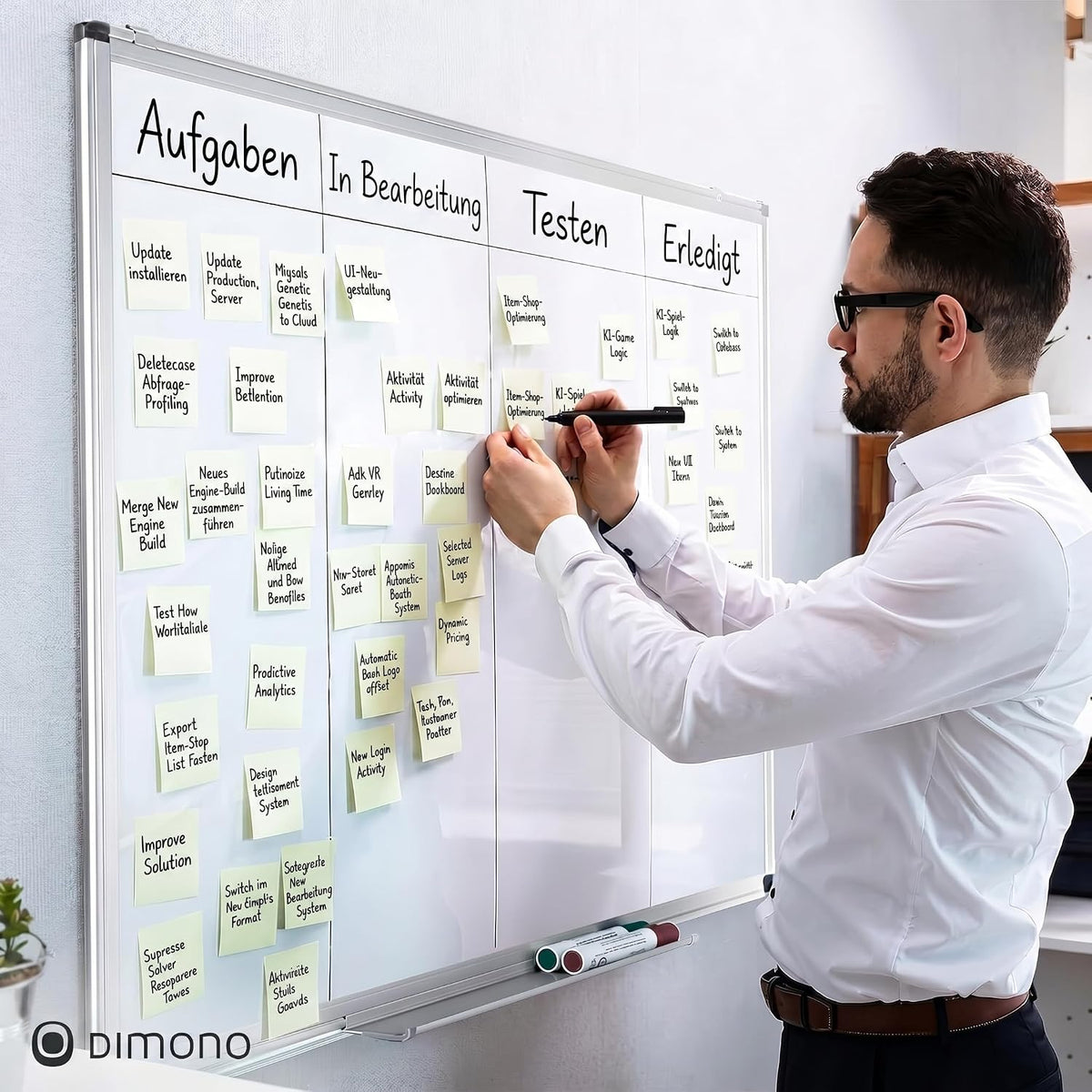 Magnetisches Whiteboard 90x60 cm mit Alurahmen & Ablage #Variante_Deluxe