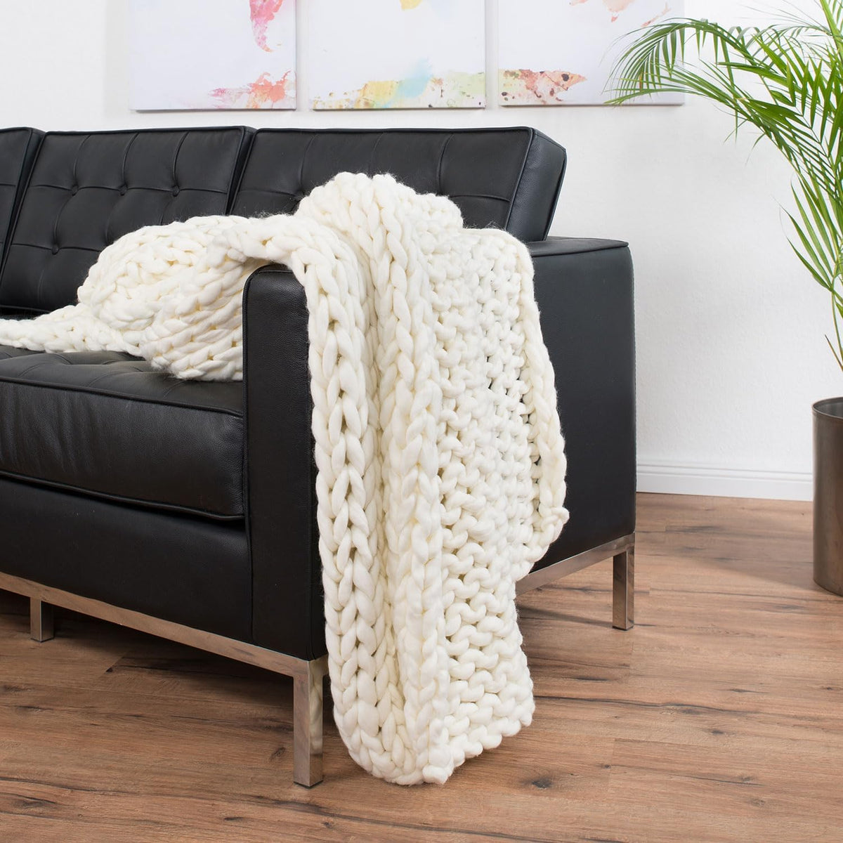 Grobstrickdecke 180 x 120 cm Weiß #Farbe_Weiß