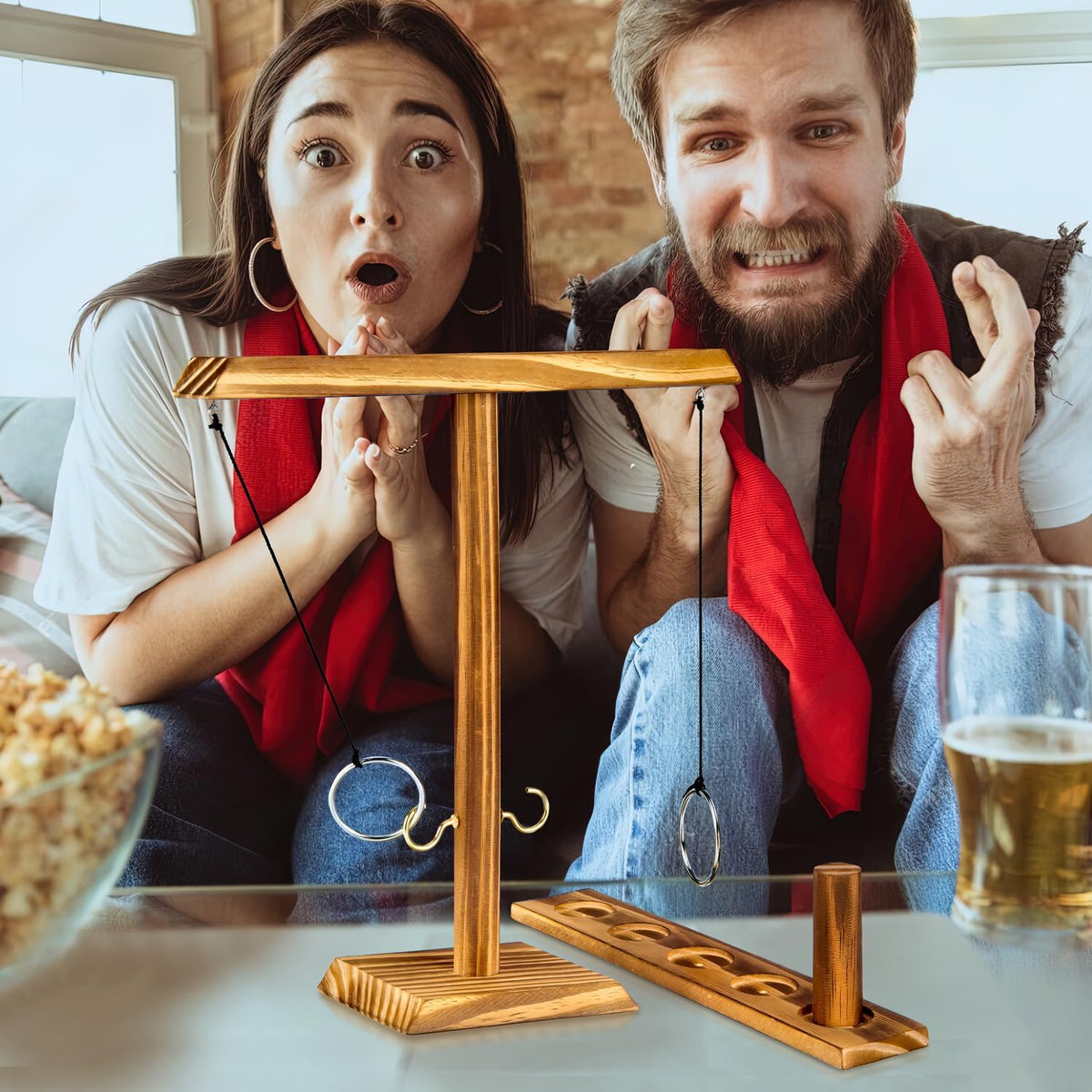 Ringwurf-Spiel Deluxe 2.0 aus Holz – Spannendes Party-Haken-Spiel #Variante_2 Spieler