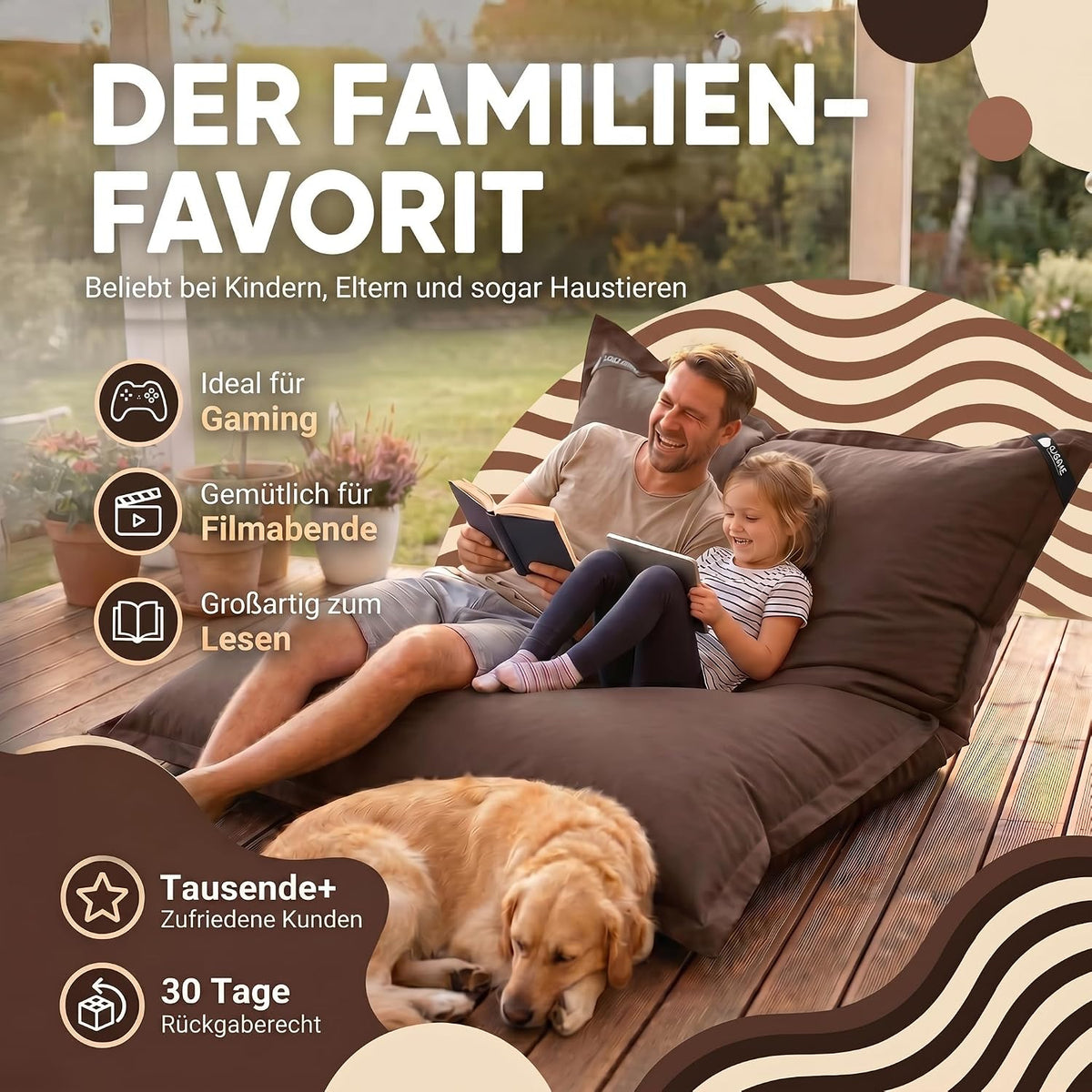 LazyBag XXL – archivierte doppelte Aufnahme (Braun) #Farbe_Archiv