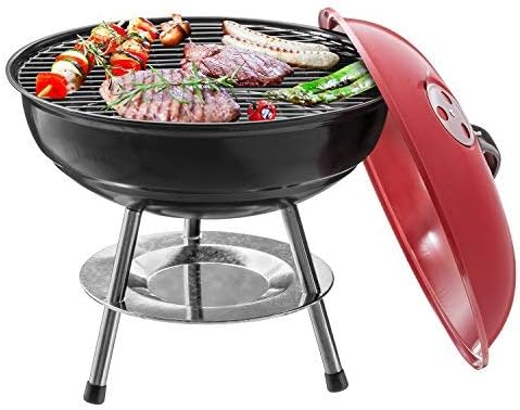 Micro BBQ Kugelgrill - Kompakter Holzkohle-Reisegrill für Camping #Farbe_Rot