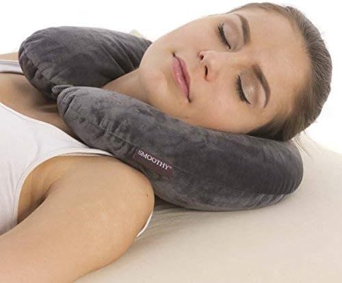 Smoothy Nackenkissen mit EPS-Perlen - Ergonomisches Reisekissen #Farbe_Grau