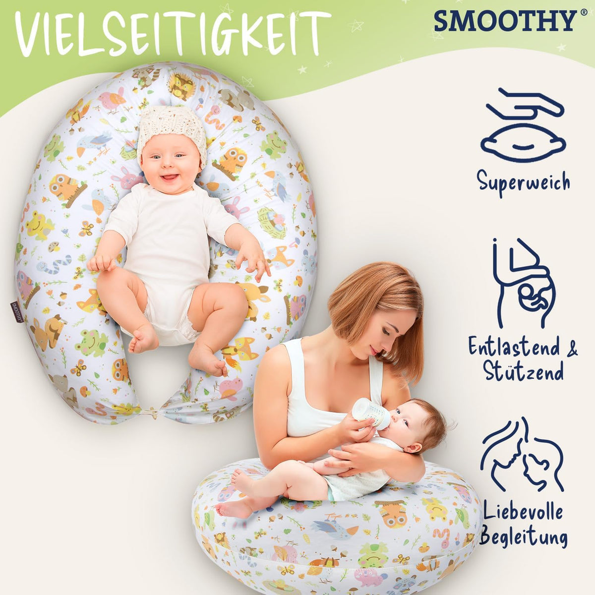 XXL Stillkissen & Schwangerschaftskissen für Seitenschläfer #Farbe_Bunt