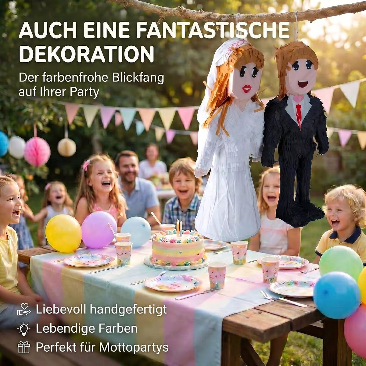 Piñata Brautpaar – Robuste Hochzeits-Dekoration mit großer Öffnung