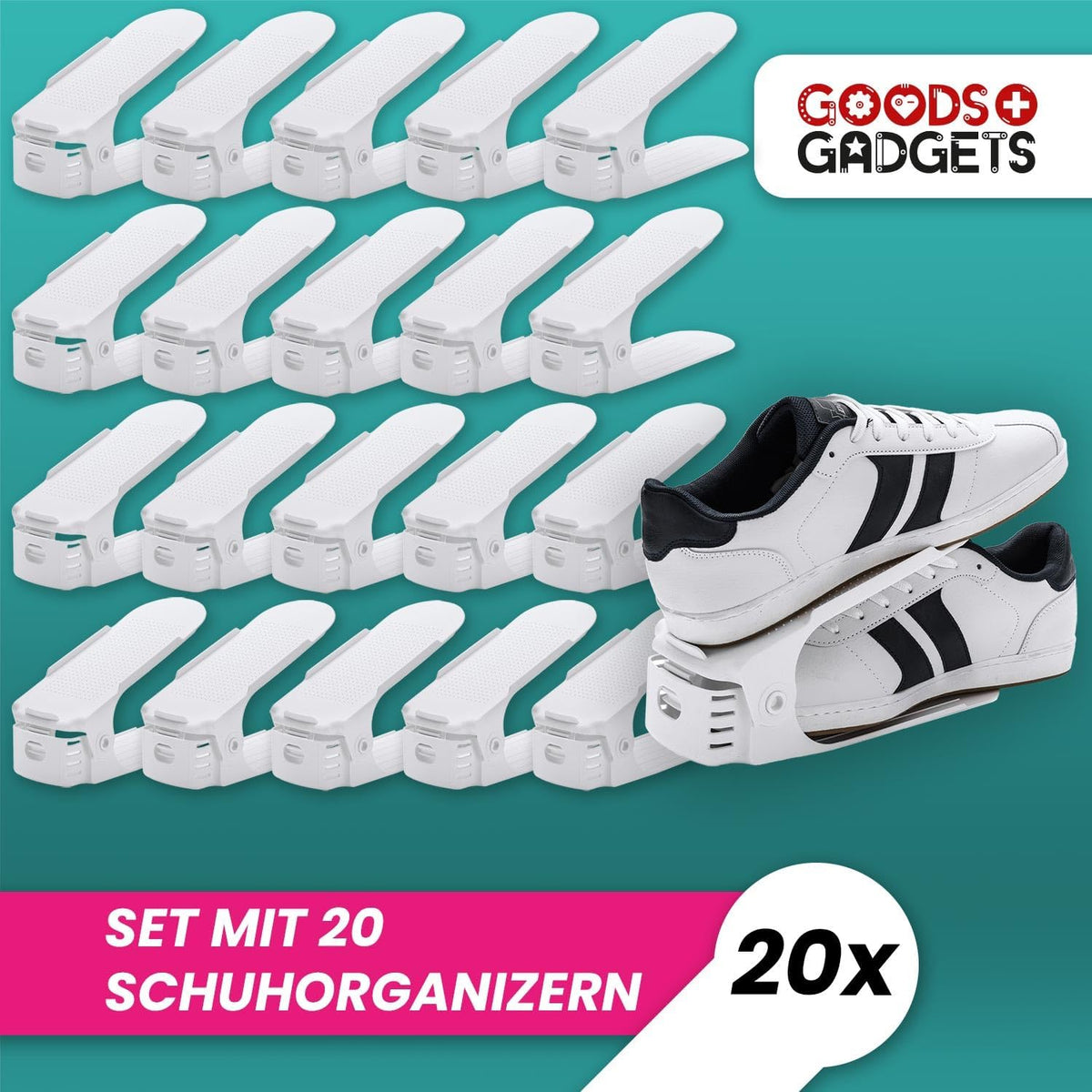 2er Set Schuhstapler - Platzsparende Schuhorganizer für den Schrank #Variante_10 Paar (= 20 Stück)