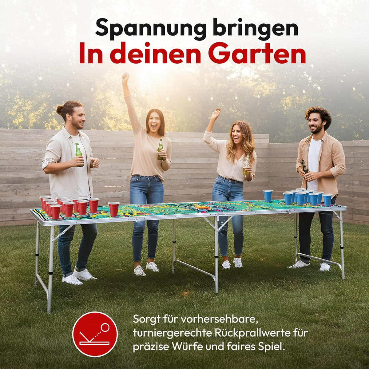 Klappbarer Beer Pong Tisch - Höhenverstellbar & Wasserabweisend #Farbe_Graffiti