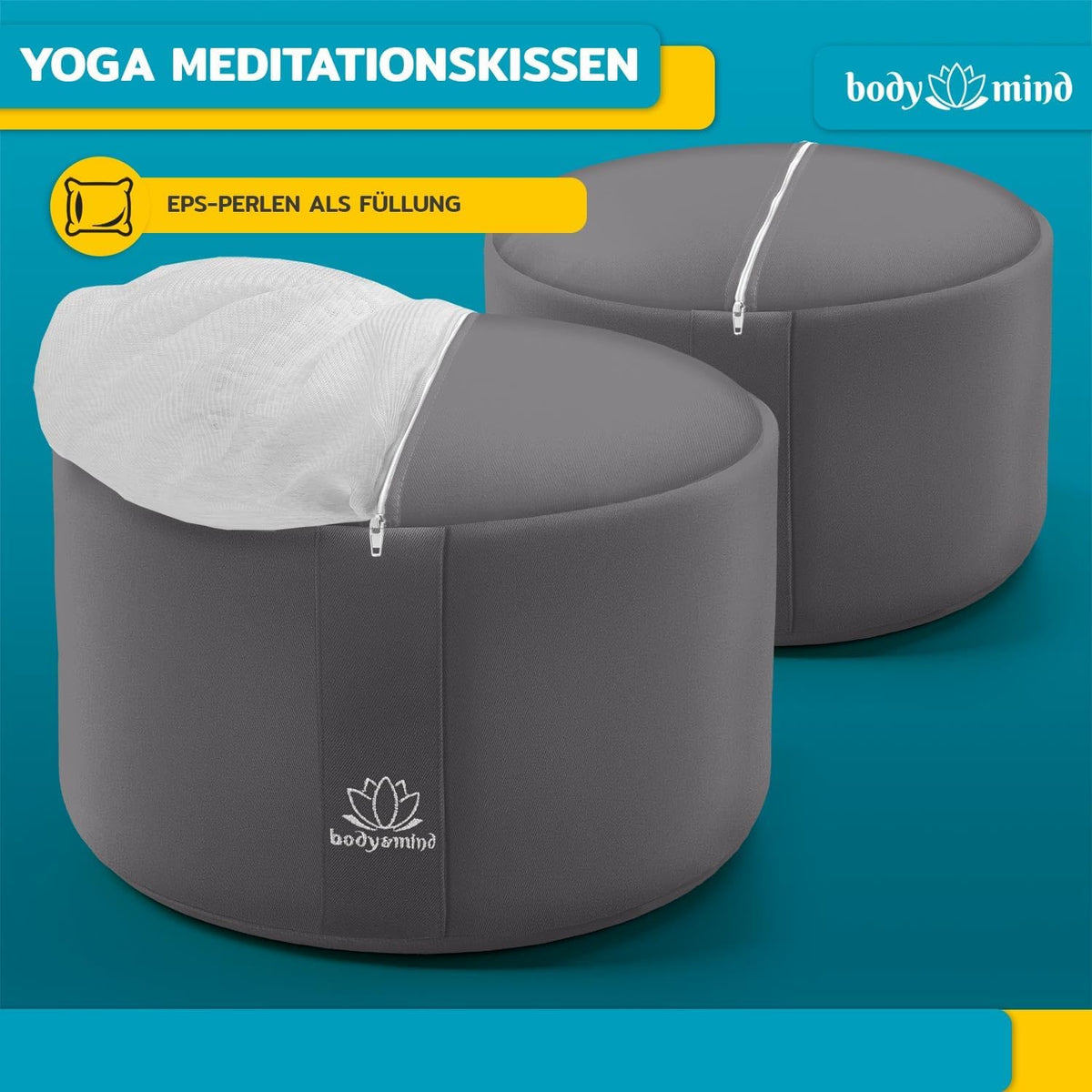 Yoga Meditationskissen - Ergonomisches Bodenkissen zur Entspannung #Farbe_Grau