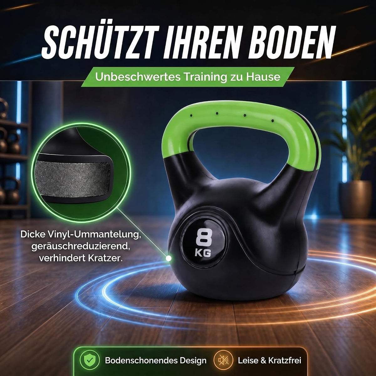 Kettlebell Kugelhantel Deluxe 2-20 kg – Bodenschonendes Krafttraining