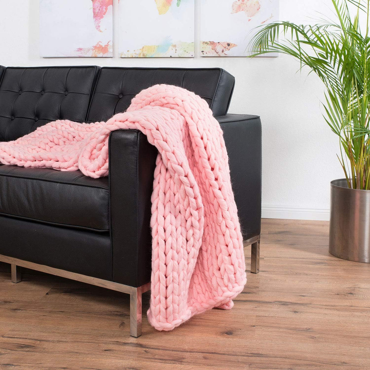 Grobstrickdecke 180 x 120 cm Rosa #Farbe_Rosa