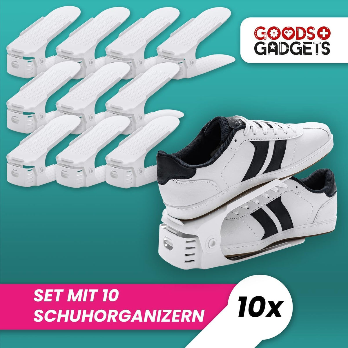 2er Set Schuhstapler - Platzsparende Schuhorganizer für den Schrank #Variante_5 Paar (= 10 Stück)