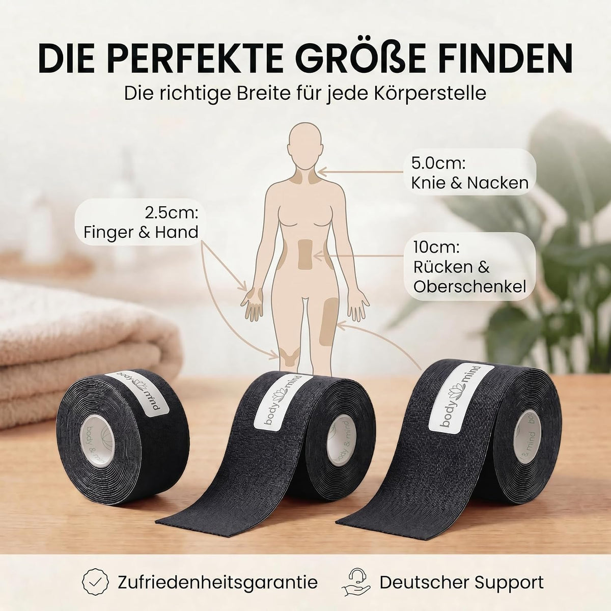 Kinesiologie Tape 10cm x 5m – Extra breites Sporttape Physio