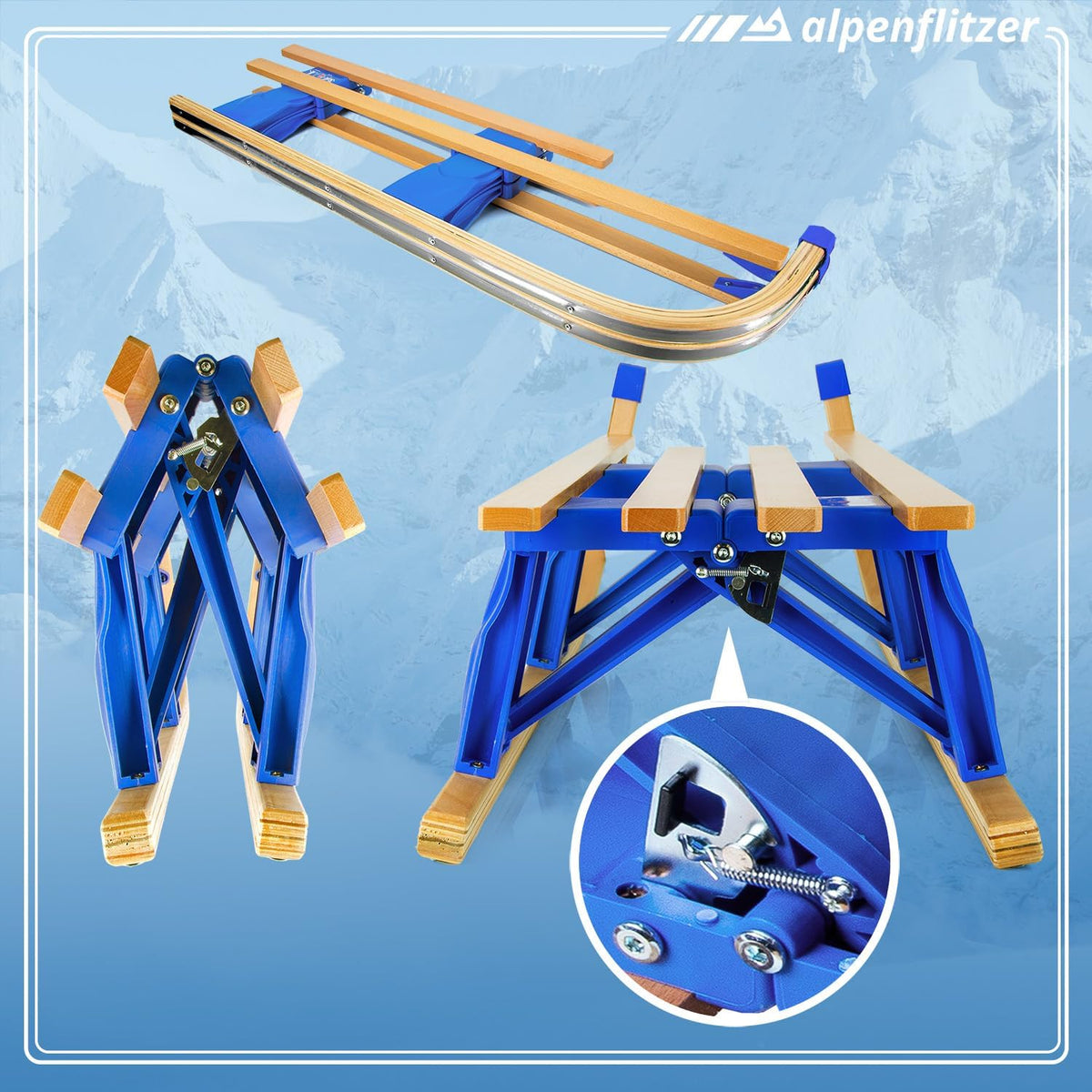 Klappbarer Holzschlitten 110 cm - Robuster Davoser Rodel