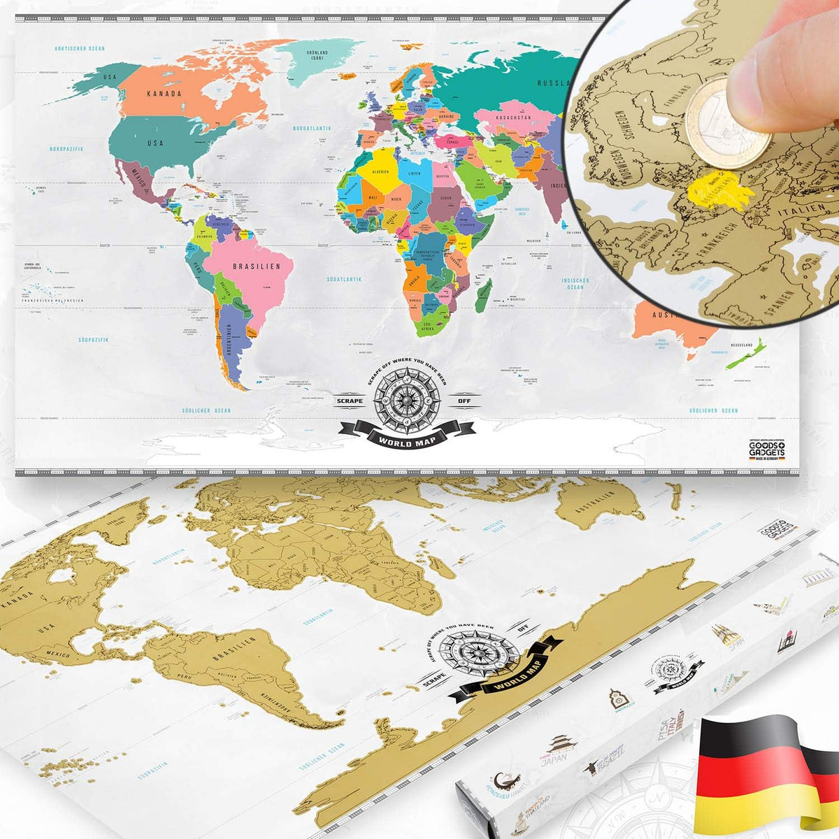Rubbel-Weltkarte Gold Hauptbild #Farbe_Gold