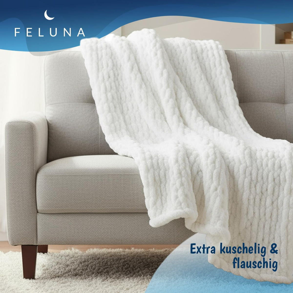 Feluna Grobstrickdecke Weiß #Farbe_Weiß