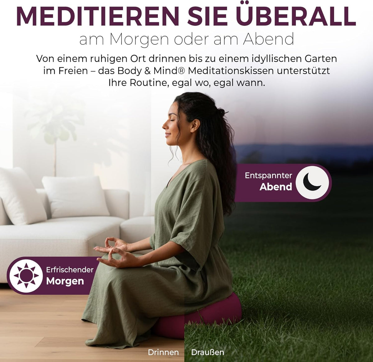 Yoga Meditationskissen - Ergonomisches Bodenkissen zur Entspannung #Farbe_Violett