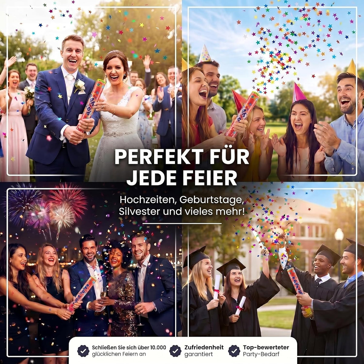 10x Konfettikanone XXL 100 cm – Bunte Sterne Party Popper #Anzahl_10