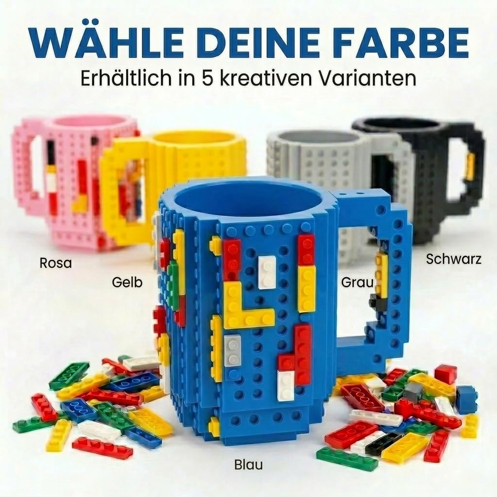 Brick Mug - Bausteine-Kaffeetasse 350ml - Kompatibler DIY Becher #Farbe_Blau