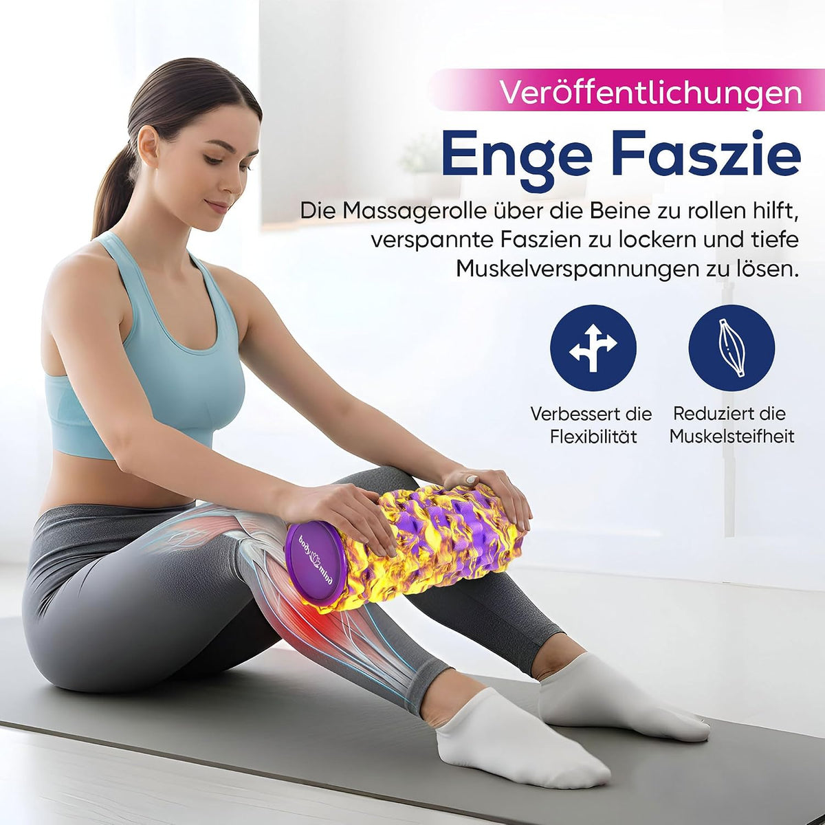 Body & Mind Faszienrolle – Massage-Rolle für Faszientraining #Farbe_Gelb-Lila