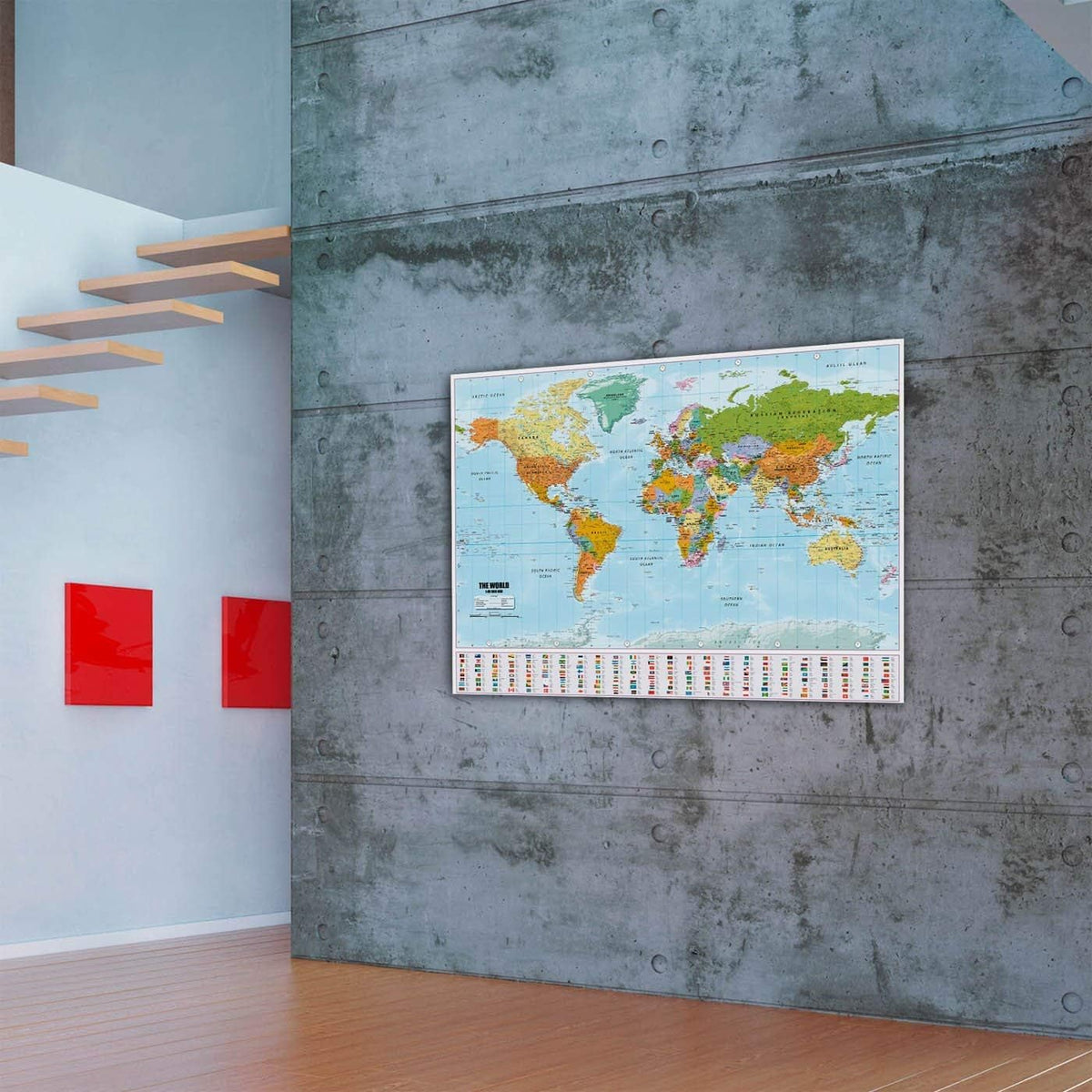 Weltkarte XXL Poster 140x100 cm – Detaillierte Landkarte mit Flaggen #Anzahl_5