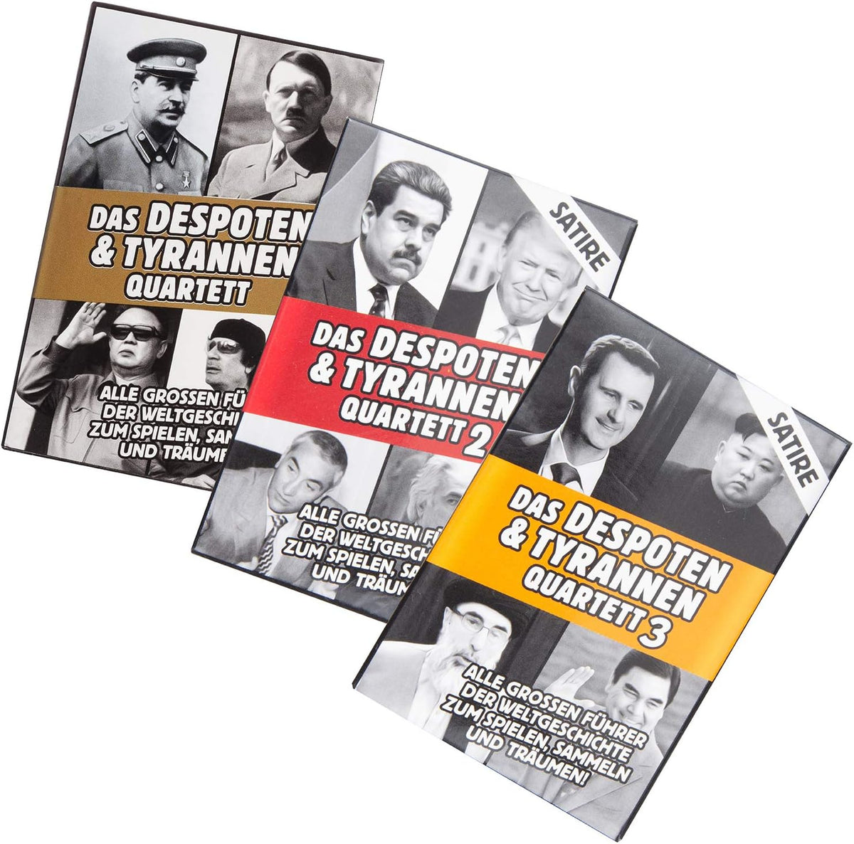 Diktatoren Quartett – Witziges Tyrannen Kartenspiel für Erwachsene #Variante_3er Set (Komplett)