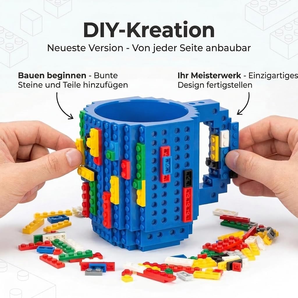Brick Mug - Bausteine-Kaffeetasse 350ml - Kompatibler DIY Becher #Farbe_Blau
