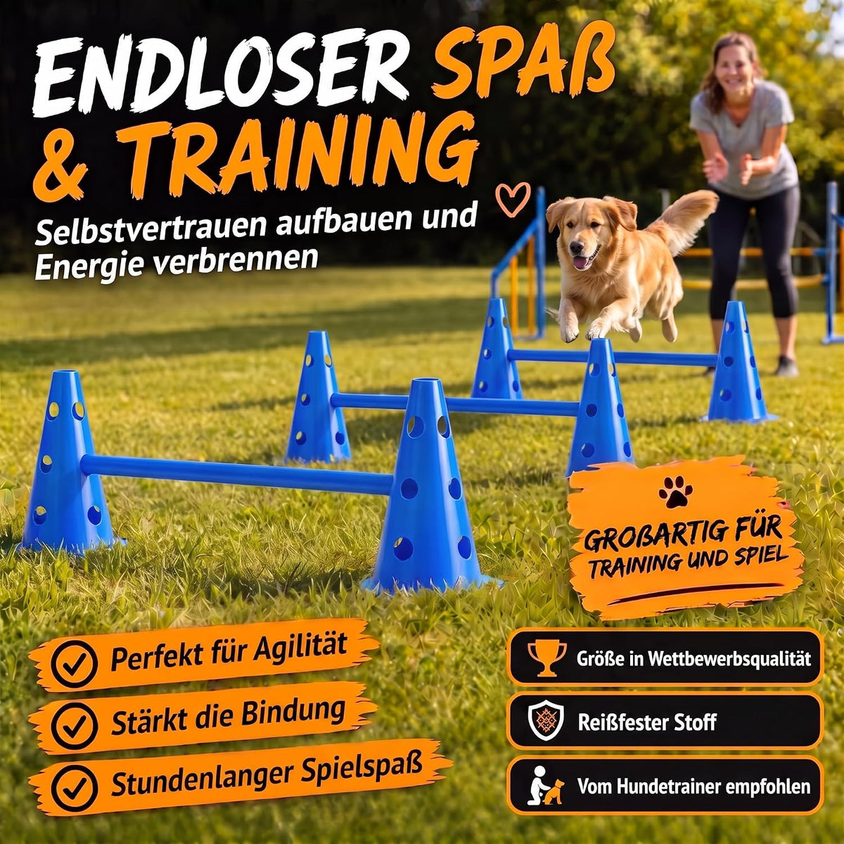 Hunde Agility Tunnel Set 500 cm - Spieltunnel mit Hürden #Variante_Groß
