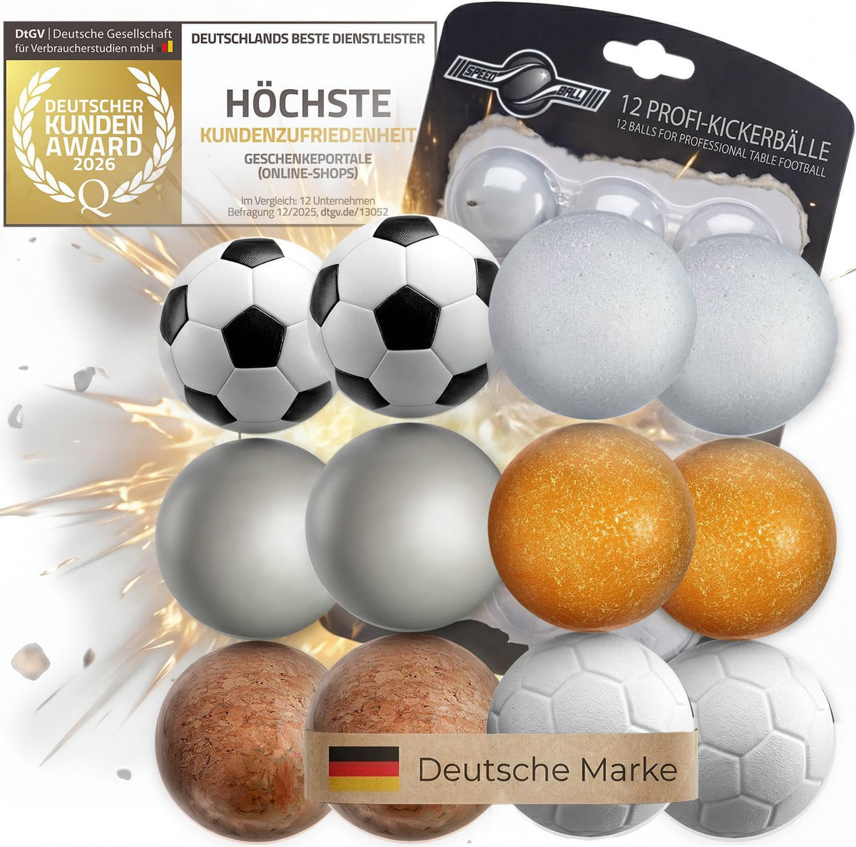 12er Set Profi Kickerbälle - 35mm Tischfußball-Bälle für Kickertische #Anzahl_12