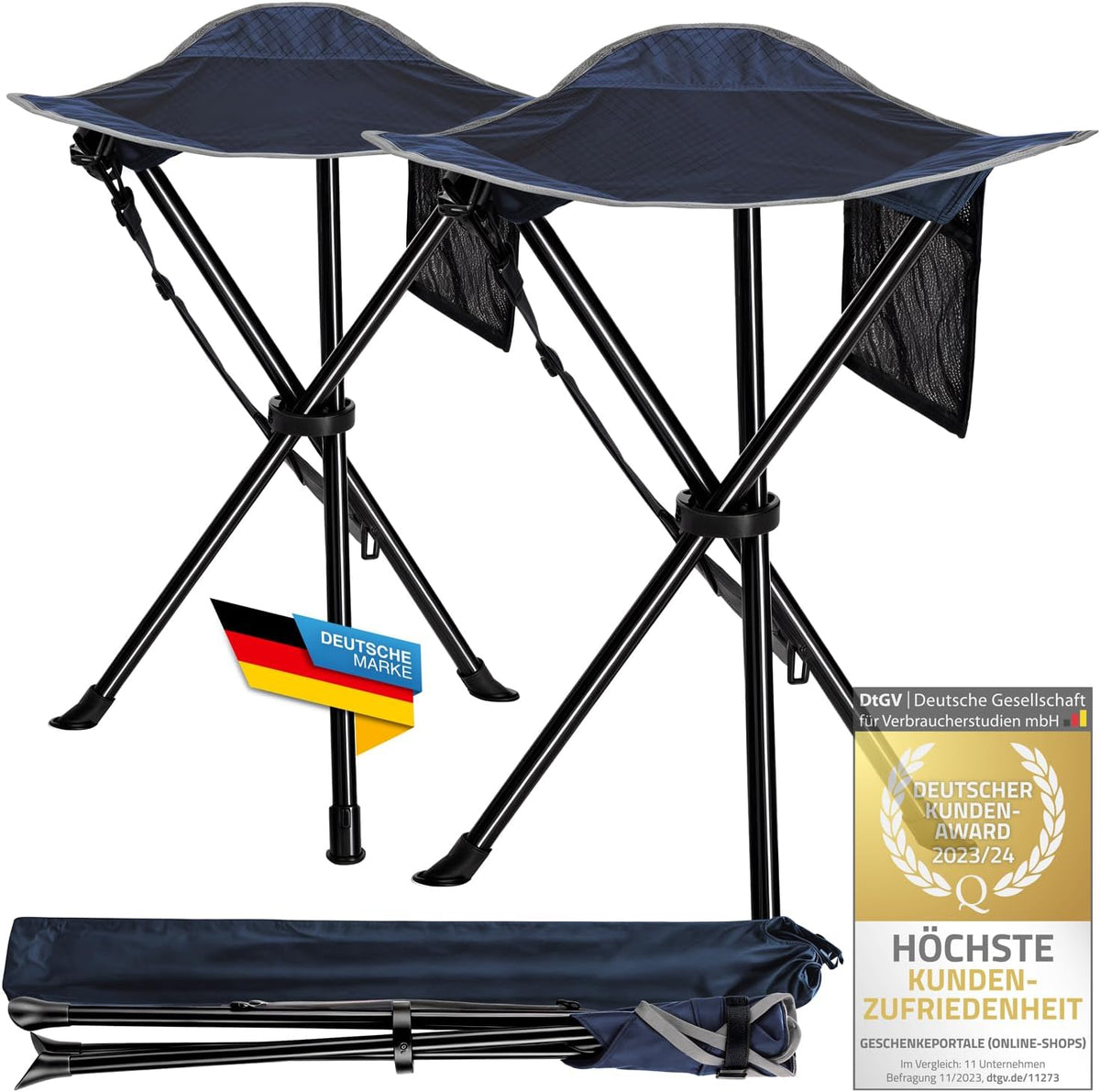 Camping-Hocker – Klappbarer Dreibeinhocker für Festivals & Outdoor #Variante_Deluxe #Anzahl_2