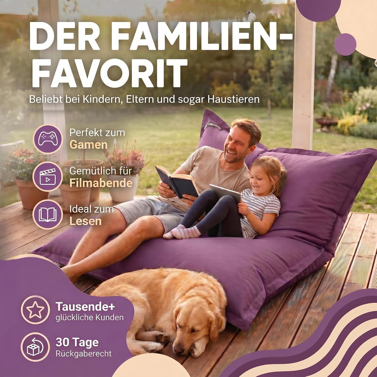 LazyBag XXL – archivierte doppelte Aufnahme (Violett) #Farbe_Archiv
